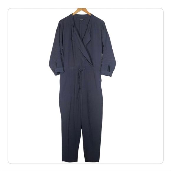 Madewell Drapey Crepe Navy Blue Jumpsuit - Picture 3 of 12